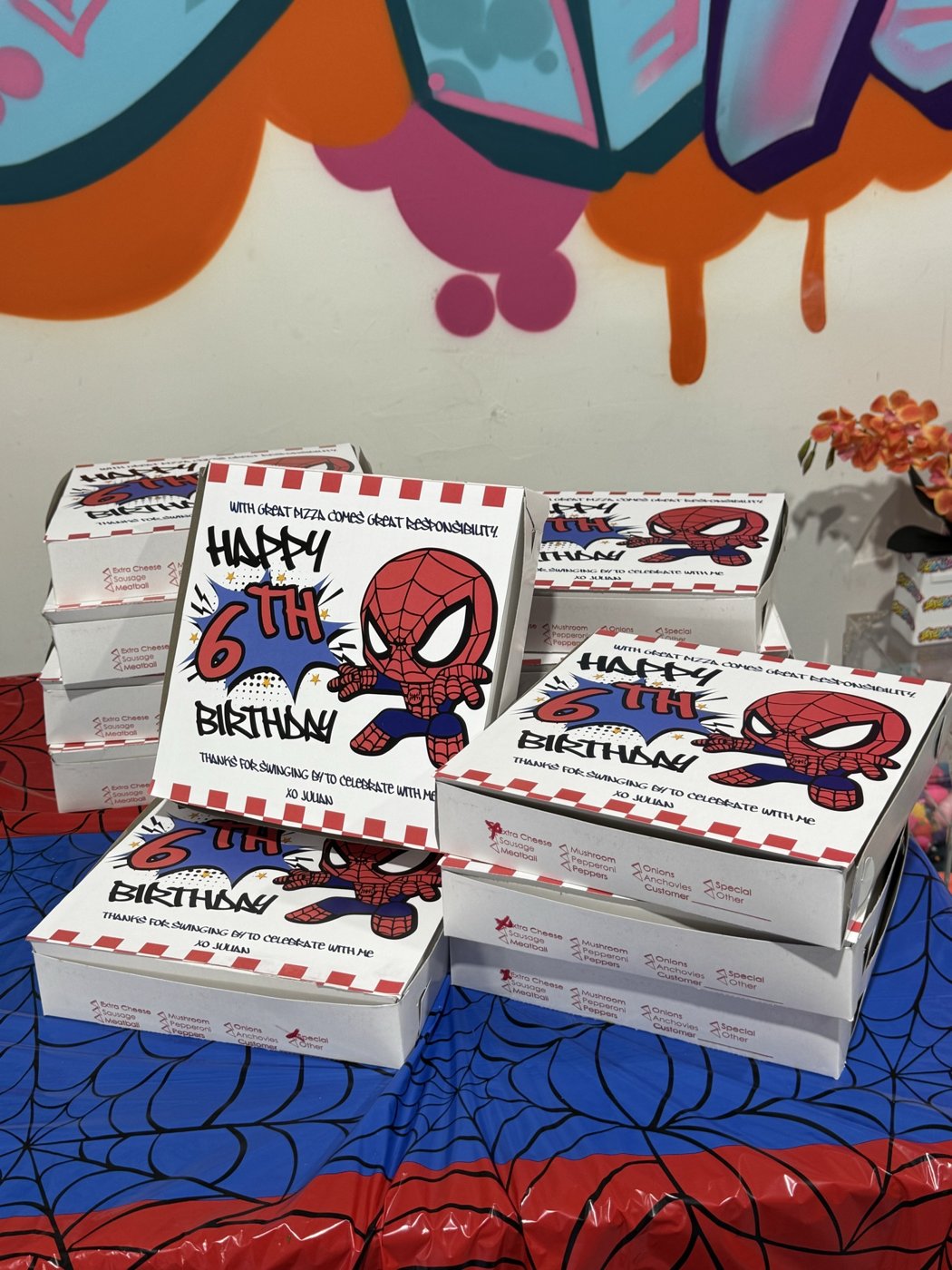 Personalized Spider-Man party boxes