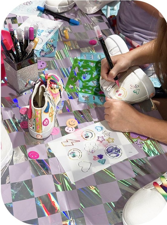 Stencil doodles on a sneaker