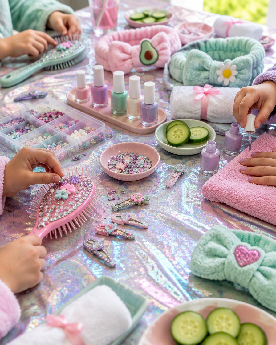 Spa Craft Party brushes, clips and mini manis